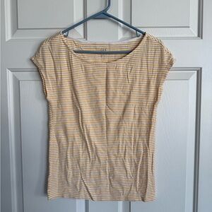 GAP Yellow and White Striped Short Sleeve Modern Tee